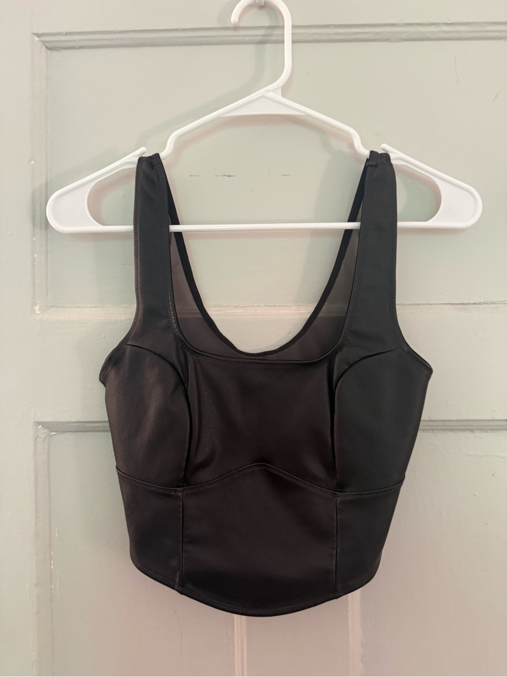 Colsie Black Faux Leather Cropped Bustier